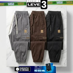 [Leve 3, Pague Só 2] Calça Cargo Orion Masculina em Algodão, Poliéster e Fibras Elásticas de Corte Jogger com Bolsos Utilitários