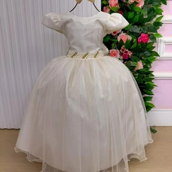 Vestido Luxo Longo Com Aplicações - Off White 