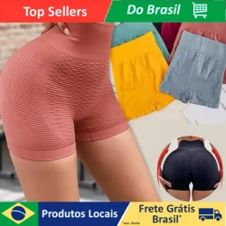 Short Calcinha Encolhe e Diminui Bucho e Barriga Feminino Cintura Alta Modelador De Cintura Tecido Fitness