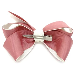 Laço de Cabelo - Duplo Rubi Branco e Rosa