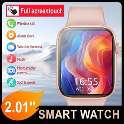 Relógio Inteligente de Silicone Unissex, com Suporte para Chamadas de Telefone, Podômetro, Contagem de Calorias, Alarme, Lembretes de Chamada/Mensagem, Tela Sensível ao Toque Full 2,01, Compatível com Android e iOS, Presente d