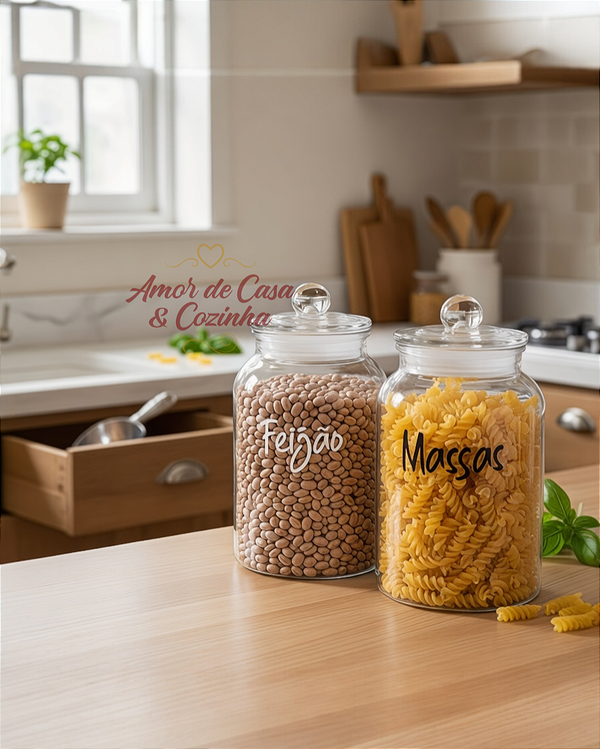 KIT 2 POTES DE VIDRO HERMÉTICO ARENA 1,5L PERSONALIZADO