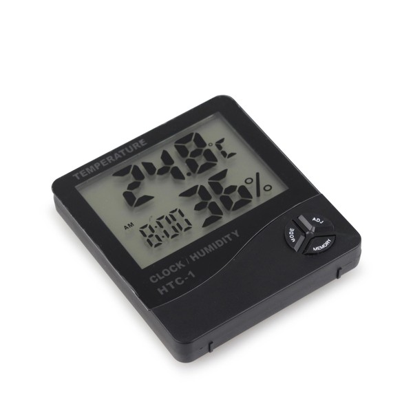 Termo Higrômetro Digital HTC Quadrado - Preto