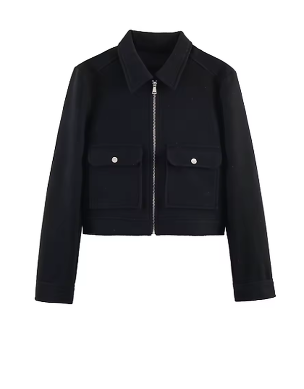 Jaqueta Feminina Cropped de Inverno com Zíper