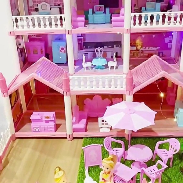 Casinha de Boneca com 14 Quartos - Inclui Corda de Luzes | Brinquedo para Crianças Presente De Aniversário