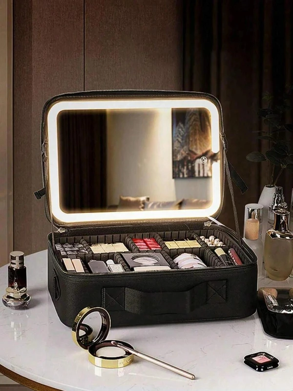Necessaire Perfeita Para Viagem Com Espelho e Iluminação