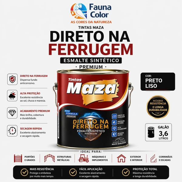 Tinta esmalte direto na ferrugem Maza 3,6L