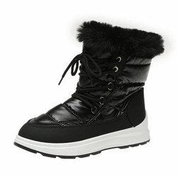 Bota Feminina Impermeável de Cadarço com Plataforma Para Inverno