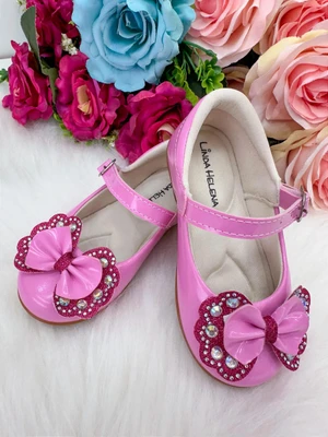 Sapatilha Flor Di Mila – Rosa Chiclete com Pink Laço e Strass