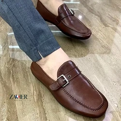 [COMPRE 1 E LEVE 2] Mocassins retrô em couro legítimo com fivela metálica | Estilo casual durável