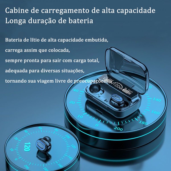 Fone de ouvido Bluetooth M10 5.1 com display LED Tws Touch Noise Reduction à prova d'água sem fio